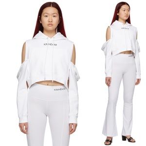 *NEW* KIMHĒKIM SSENSE Exclusive White Off-Shoulder Petal Hoodie